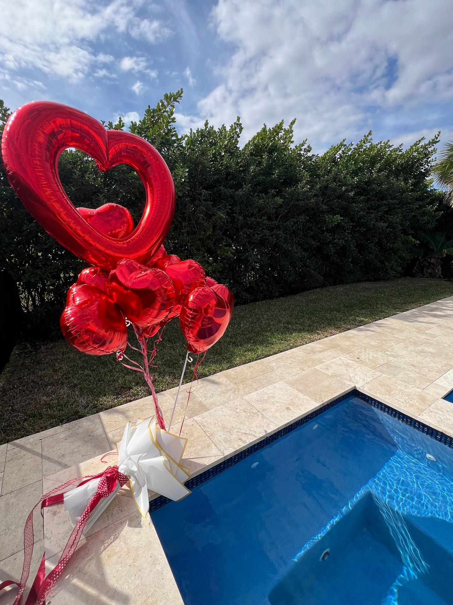 1 Large Hollow Heart with 10 Heart Balloons